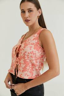 Blusa Lino Estampado Con Tiras TITA  - 