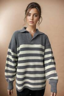 Sweater Bremer rayado cuello polo  - 