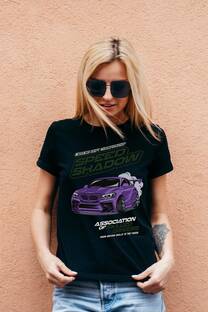 Remera corta Auto violeta speed con humo - 