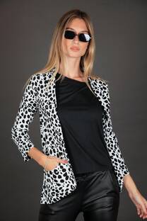 Blazer de bengalina leopardo blanco y negro  - 