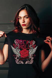 remera corta rosa roja rock - 