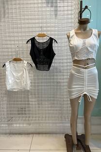 Top lycra con macrame - 