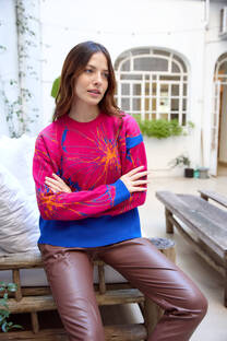 Sweater Jackard Flor Grande