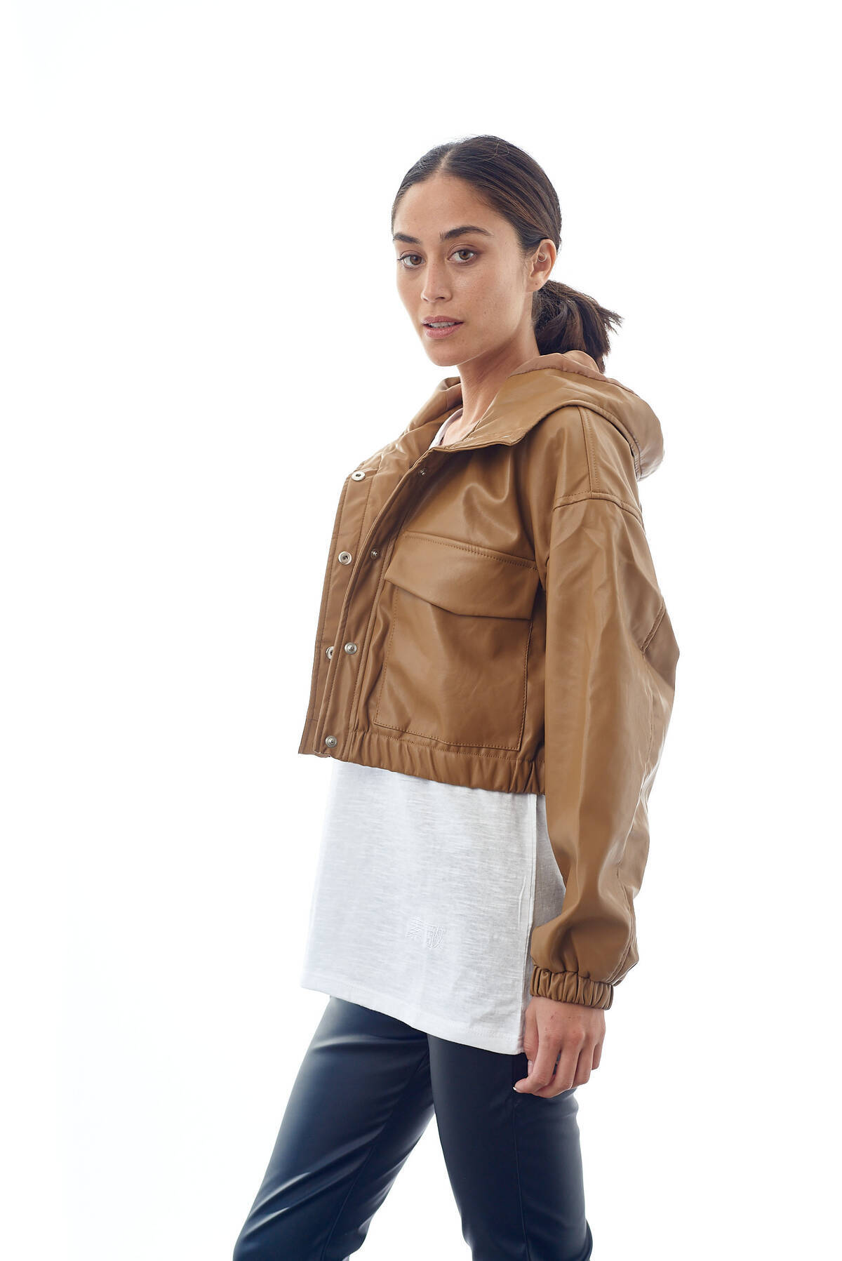 Imagen carrousel Campera Pu Eco Cuero Bomber Importada 1