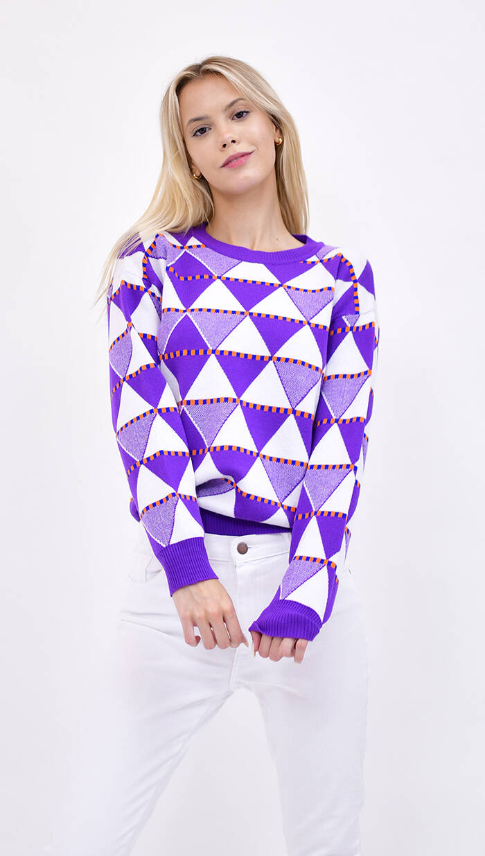 Imagen carrousel Sweater Grueso Con Diseño De Triangulo 2