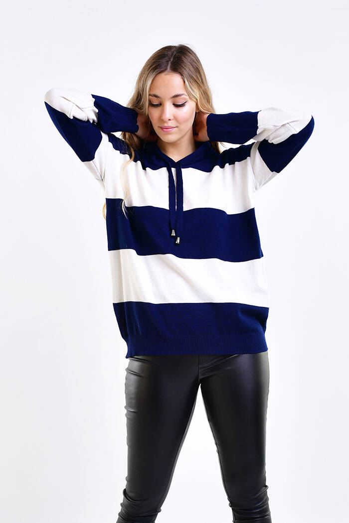 Imagen carrousel Sweater Rayado Con Capucha 2