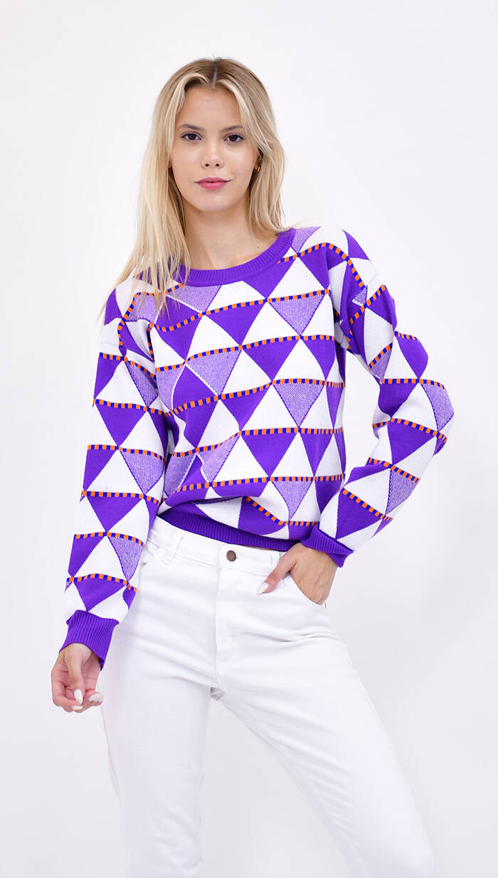 Imagen carrousel Sweater Grueso Con Diseño De Triangulo 3
