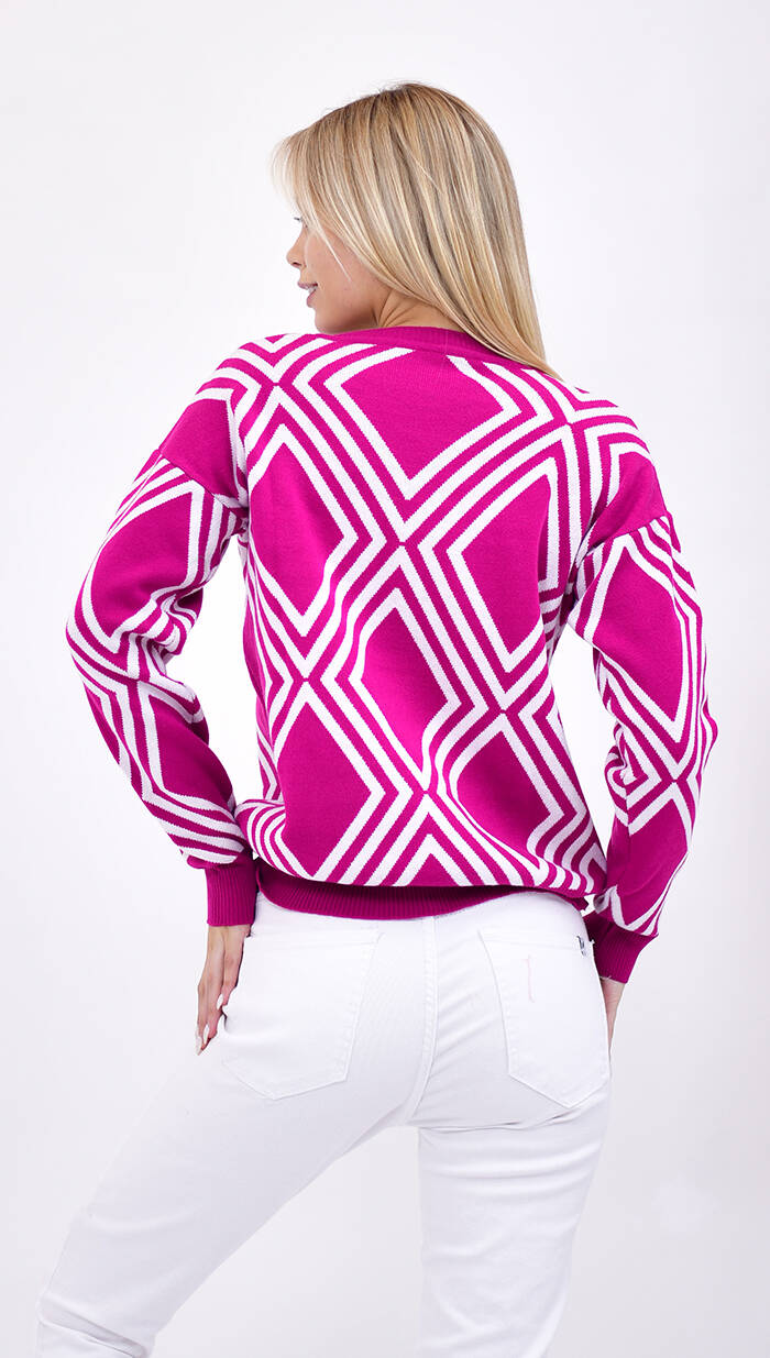Imagen carrousel Sweater Grueso Con Diseño De Rombos 3