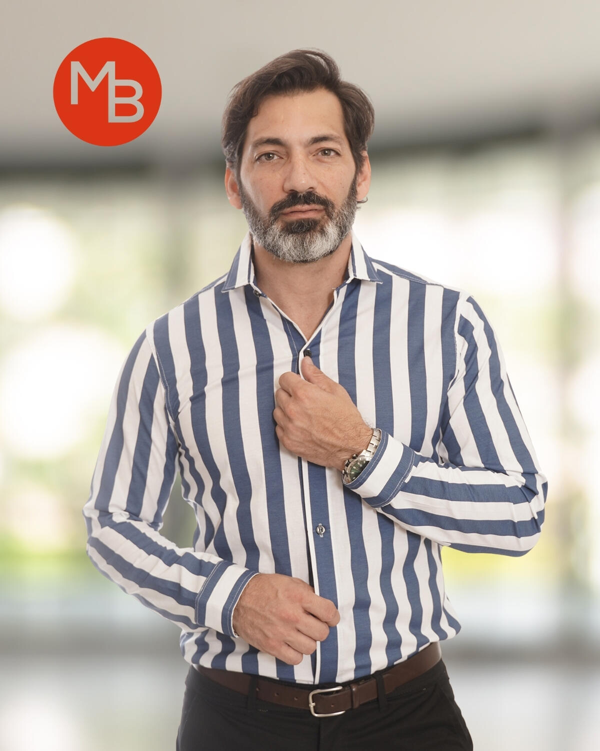 Imagen carrousel Camisa Entallada Elastizada Raya Ancha 1