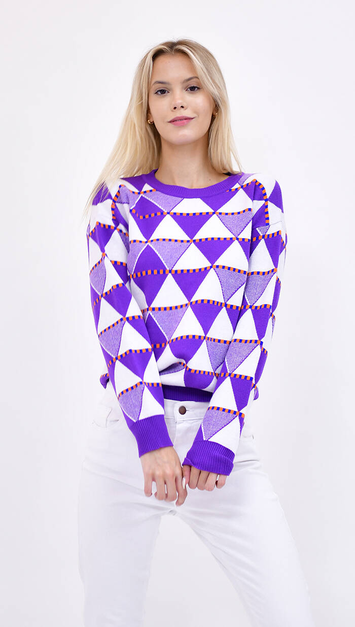 Imagen carrousel Sweater Grueso Con Diseño De Triangulo 4