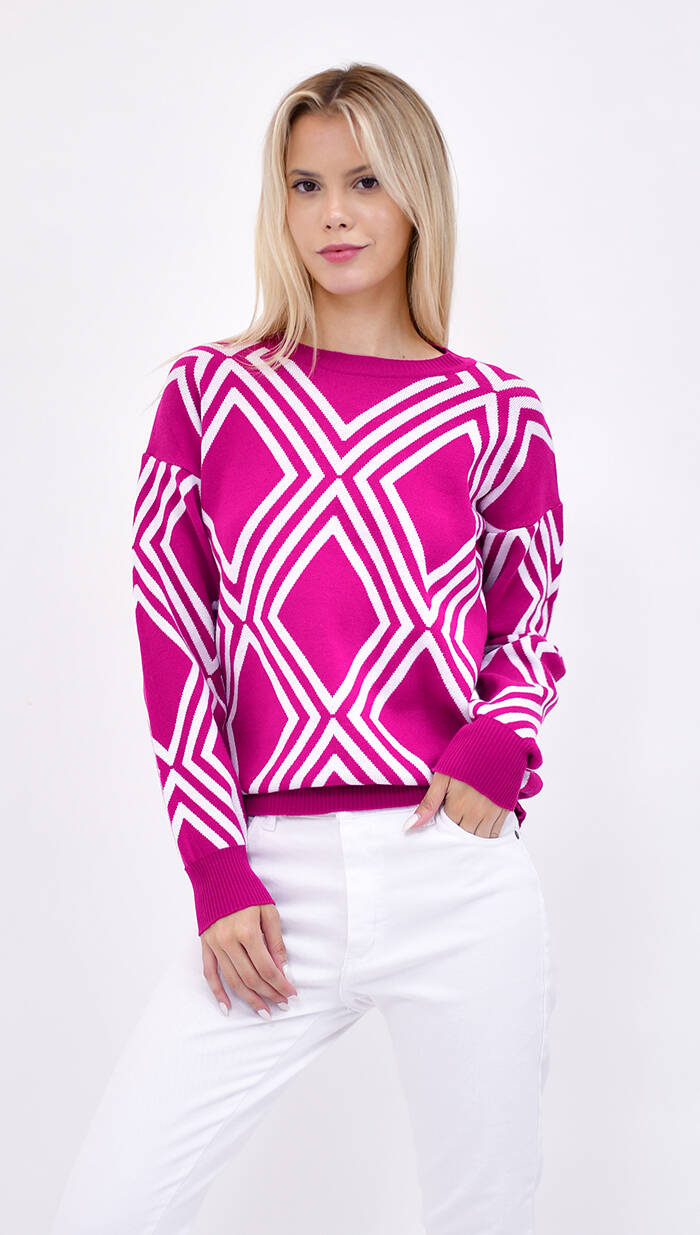 Imagen carrousel Sweater Grueso Con Diseño De Rombos 4