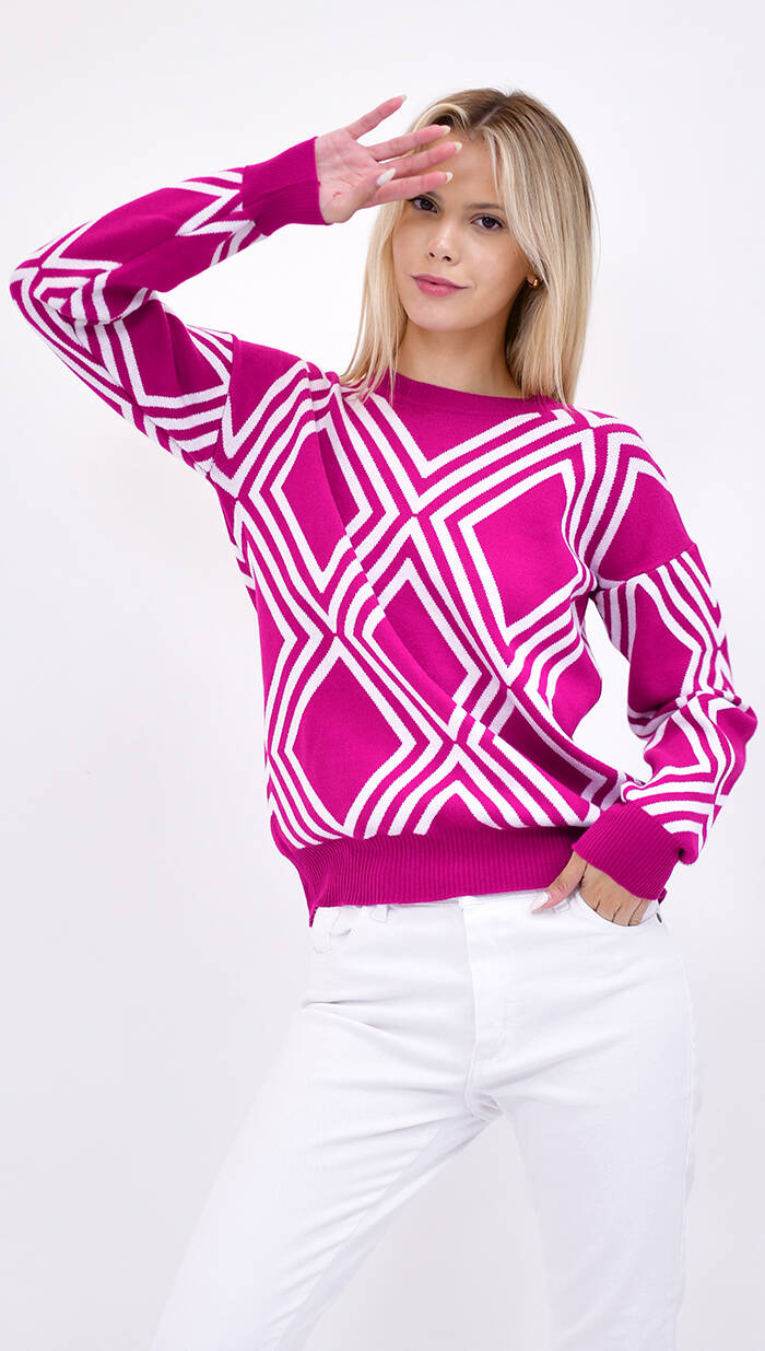 Imagen carrousel Sweater Grueso Con Diseño De Rombos 5