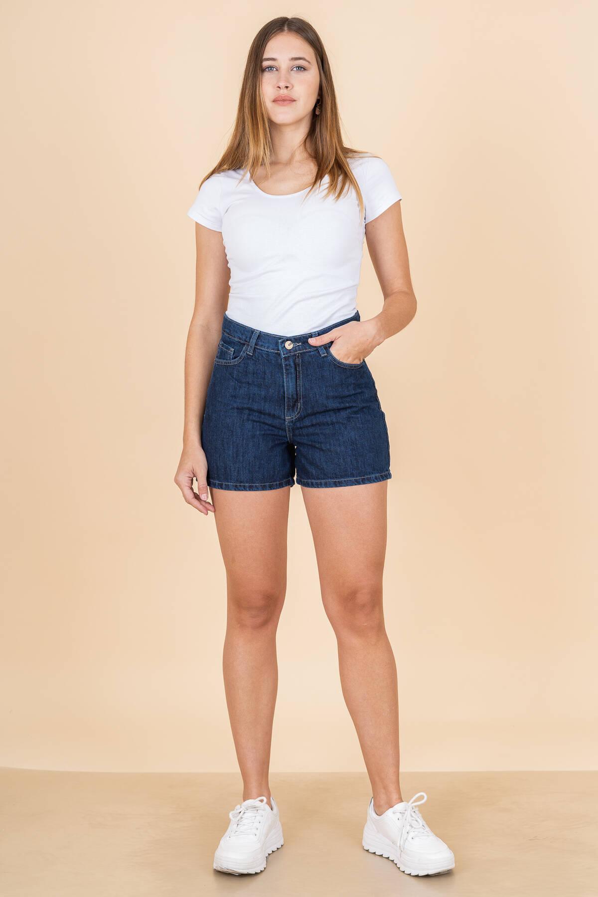 Imagen carrousel Short Jeans Mom Fit liso 2