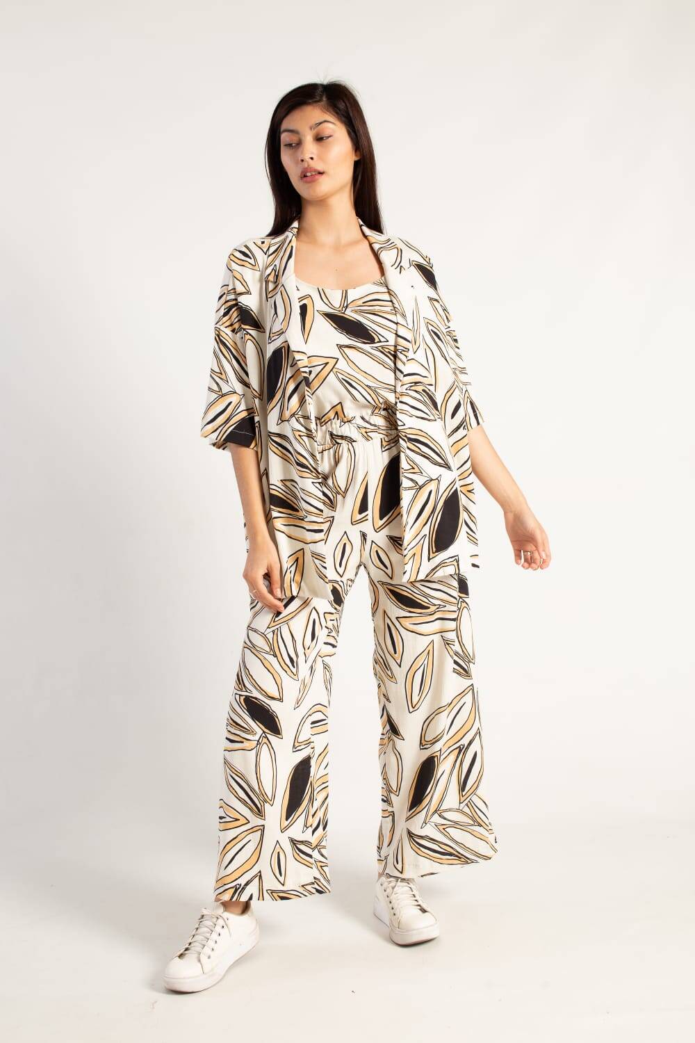 Imagen carrousel Kimono LEONI  Lino span estampado 3