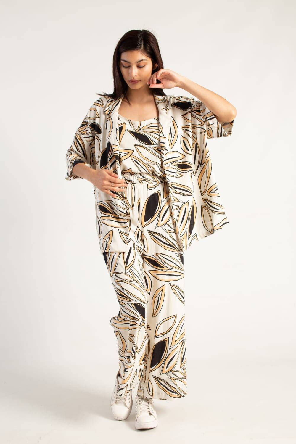 Imagen producto Kimono LEONI  Lino span estampado 2